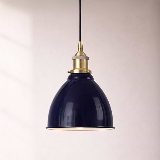 Classic Painted Small Pendant Light in Squid Ink Blue