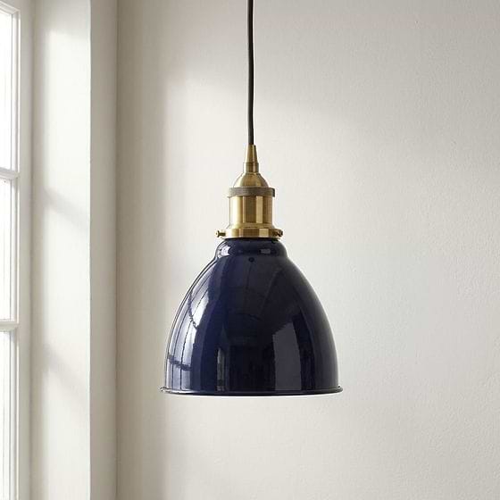 Classic Painted Small Pendant Light in Squid Ink Blue