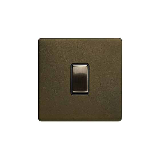 The Eton Collection Bronze 10A 1 Gang 2 Way Switch Black Inserts Screwless