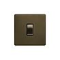 The Eton Collection Bronze 10A 1 Gang 2 Way Switch Black Inserts Screwless