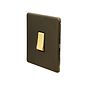 Soho Lighting Bronze & Brushed Brass 10A 1 Gang Intermediate Switch Black Inserts Screwless