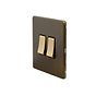 The Eton Collection Bronze 10A 2 Gang Intermediate Switch Black Inserts Screwless