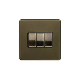 Bronze 3 gang light switch