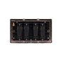 The Camden Collection Matt Black & Brushed Brass 10A 4 Gang Intermediate Switch Black Insert Screwless