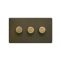 The Eton Collection Bronze 3 Gang 400W LED Dimmer Switch