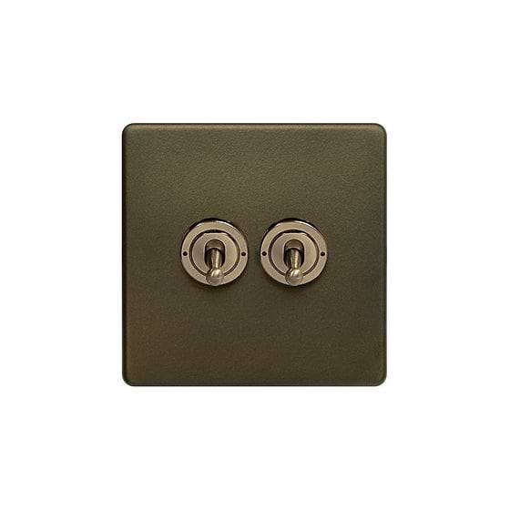 The Eton Collection Bronze 20A 2 Gang 2 Way Toggle Switch Screwless