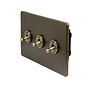 The Eton Collection Bronze 20A 3 Gang 2 Way Toggle Switch Screwless