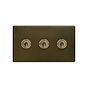 The Eton Collection Bronze 20A 3 Gang 2 Way Toggle Switch Screwless
