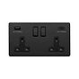 The Camden Collection Matt Black 2 Gang USB  A&C Socket (13A Socket + 2 USB Ports A&C 3.1A)