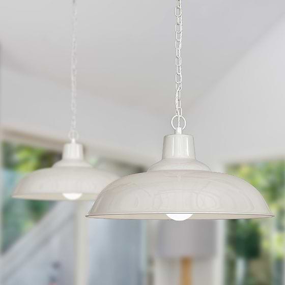Portland Reclaimed Style Pendant Light in Clay White 