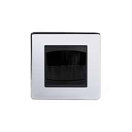 The Finsbury Collection Polished Chrome 1 Gang 2 Module Brush Plate Blk Ins Screwless