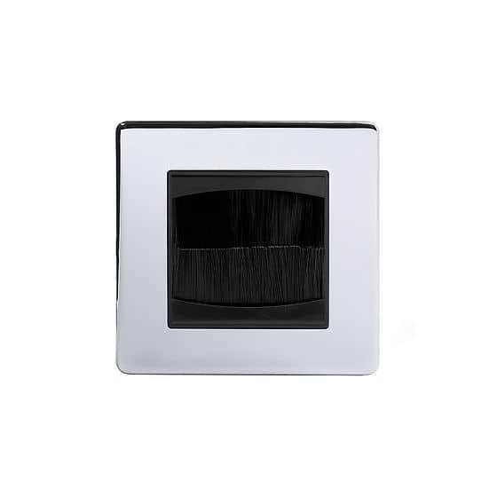 The Finsbury Collection Polished Chrome 1 Gang 2 Module Brush Plate Blk Ins Screwless