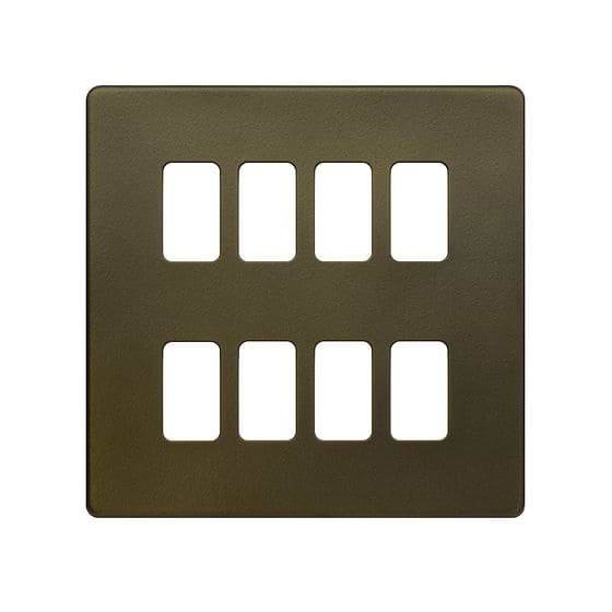 The Eton Collection Bronze 8 Gang RM Rectangular Module Grid Switch Plate