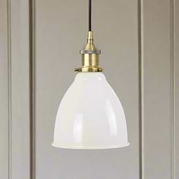 White and Brass Small Pendant Light