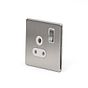 The Lombard Collection Brushed Chrome 5a Socket with Switch White Ins Screwless