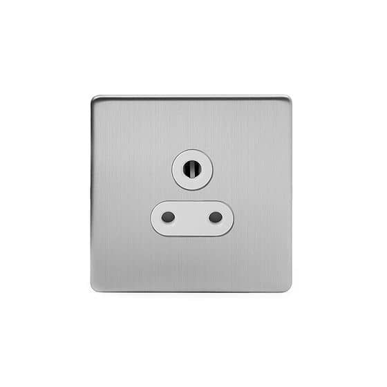 The Lombard Collection Brushed Chrome 5a Socket White ins Unswitched Screwless