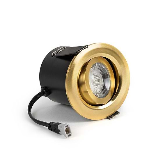 Soho Lighting Brushed Gold Adjustable 4K Cool White Tiltable LED Downlights, Fire Rated, IP44, High CRI, Dimmable