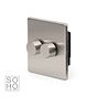 The Lombard Collection Brushed Chrome 2 Gang Intelligent Trailing Dimmer Screwless 150W LED (300W Halogen/Incandescent)