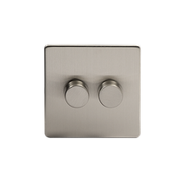 The Lombard Collection Brushed Chrome 2 Gang 400W LED Dimmer Switch