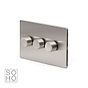 The Lombard Collection Brushed Chrome 3 Gang Intelligent Trailing Dimmer Screwless 150W LED (300W Halogen/Incandescent)