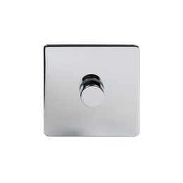 The Finsbury Collection Flat Plate Polished Chrome 1 Gang 250W LED Intermediate Dimmer Switch