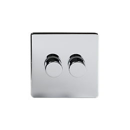 The Finsbury Collection Polished Chrome 2 Gang 250W LED Intermediate Dimmer Switch