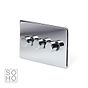 The Finsbury Collection Polished Chrome 3 Gang Intelligent Trailing Dimmer Screwless 150W LED (300W Halogen/Incandescent)