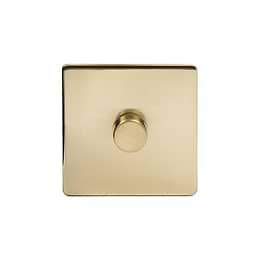 The Savoy Collection Brushed Brass 1 Gang 400W LED Dimmer Switch