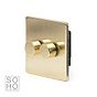 The Savoy Collection Brushed Brass 2 Gang 2 -Way Intelligent Dimmer 150W LED (300W Halogen/Incandescent)