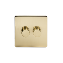 The Savoy Collection Brushed Brass 2 Gang 400W LED Dimmer Switch