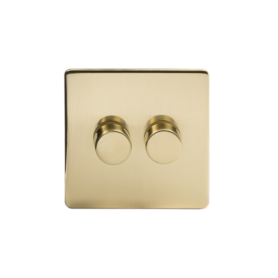 The Savoy Collection Brushed Brass 2 Gang 250W LED Intermediate Dimmer Switch