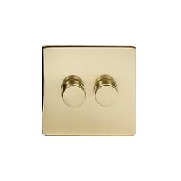 Soho Lighting Brushed Brass 2 Gang 1000W DC1-10V Dimmer Switch