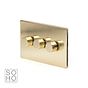 The Savoy Collection Brushed Brass 3 Gang Intelligent Trailing Dimmer Screwless 150W LED (300w Halogen/Incandescent)