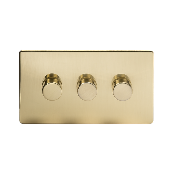 Brushed Brass 3 Gang Dimmer Switch
