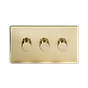 The Savoy Collection Brushed Brass 3 Gang 400W LED Dimmer Switch