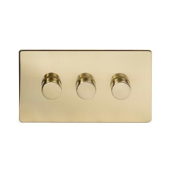 Brushed Brass 3 Gang Dimmer Switch