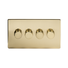 The Savoy Collection Brushed Brass 4 Gang 400W LED Dimmer Switch