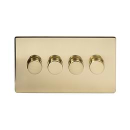 The Savoy Collection Brushed Brass 4 Gang Intelligent Trailing Dimmer Screwless 150W LED (300w Halogen/Incandescent)