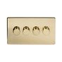The Savoy Collection Brushed Brass 4 Gang 2 -Way Intelligent Dimmer 150W LED (300w Halogen/Incandescent)