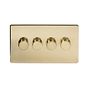 Brushed Brass 4 Gang Dimmer Switch
