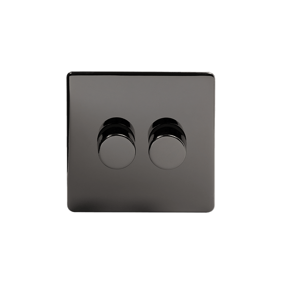 The Connaught Collection Black Nickel 2 Gang 400W LED Dimmer Switch