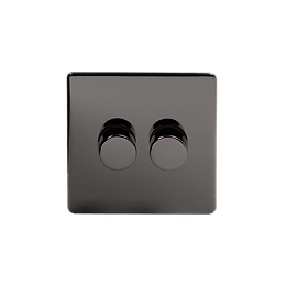 The Connaught Collection Black Nickel 2 Gang 250W LED Intermediate Dimmer Switch