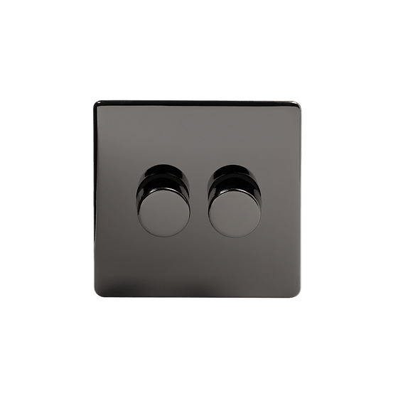 The Connaught Collection Black Nickel 2 Gang 250W LED Intermediate Dimmer Switch