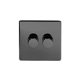 The Connaught Collection Black Nickel 2 Gang 2 -Way Intelligent Dimmer 150W LED (300W Halogen/Incandescent)