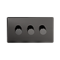 The Connaught Collection Black Nickel 3 Gang 400W LED Dimmer Switch