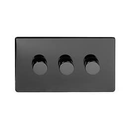 The Connaught Collection Black Nickel 3 Gang 2 -Way Intelligent Dimmer 150W LED (300W Halogen/Incandescent)