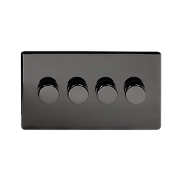 The Connaught Collection Black Nickel 4 Gang 400W LED Dimmer Switch