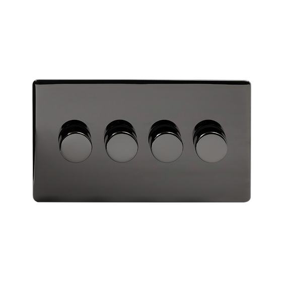 The Connaught Collection Black Nickel 4 Gang 400W LED Dimmer Switch