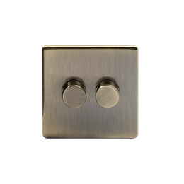 Antique Brass 2 Gang Dimmer Switch
