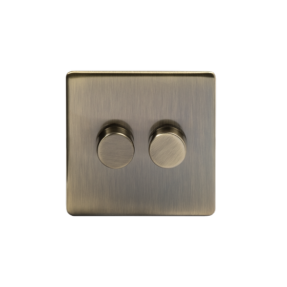 Antique Brass 2 Gang Dimmer Switch
